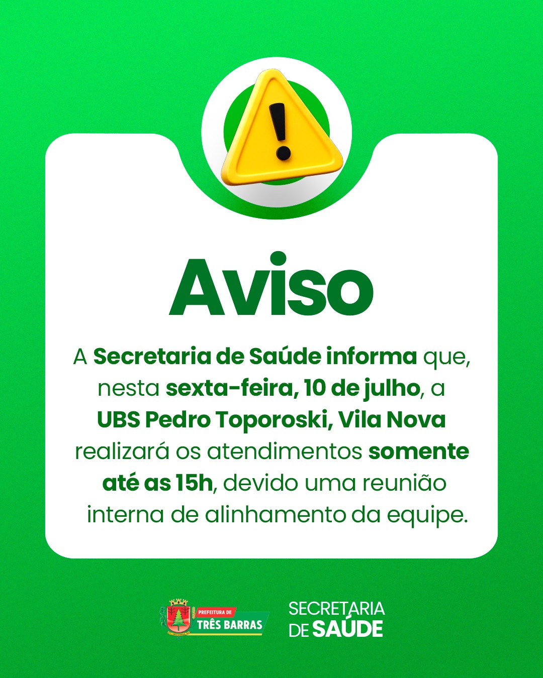 UBS Pedro Toporoski terá atendimento reduzido nesta sexta-feira, 10 de Julho UBS Pedro Toporoski terá atendimento reduzido nesta sexta-feira, 10 de Julho
