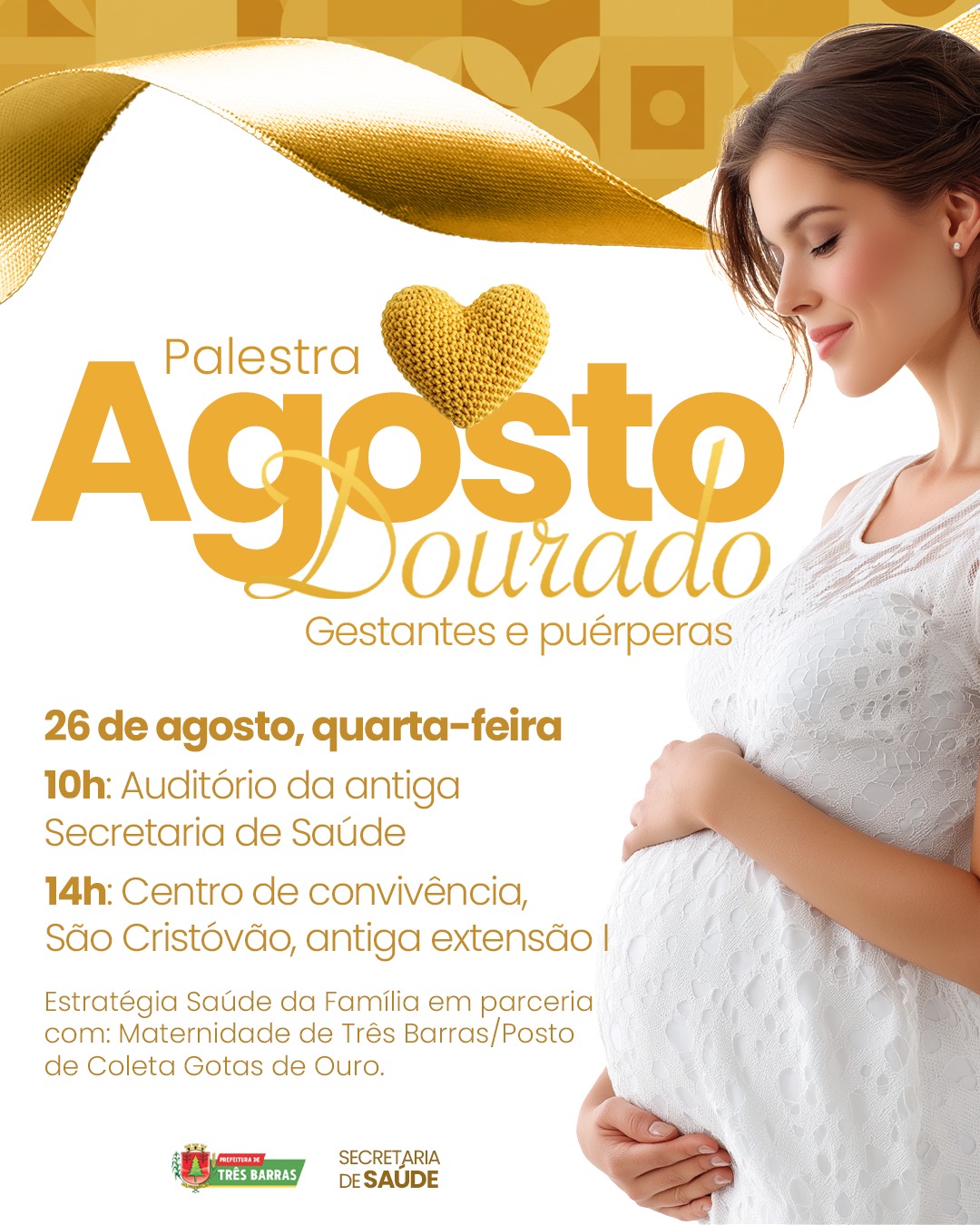 Agosto Dourado: Três Barras promove palestra sobre amamentação em dois horários na quarta-feira (26)