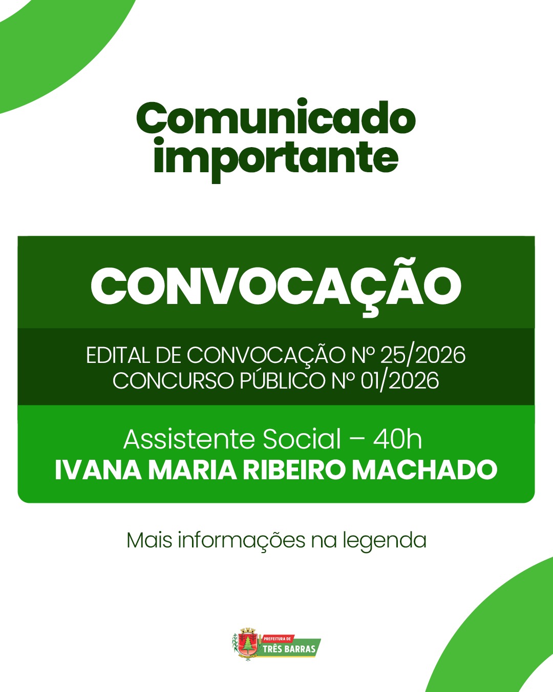 Atenção: Prefeitura de Três Barras divulga Convocação de Assistente Social Atenção: Prefeitura de Três Barras divulga Convocação de Assistente Social