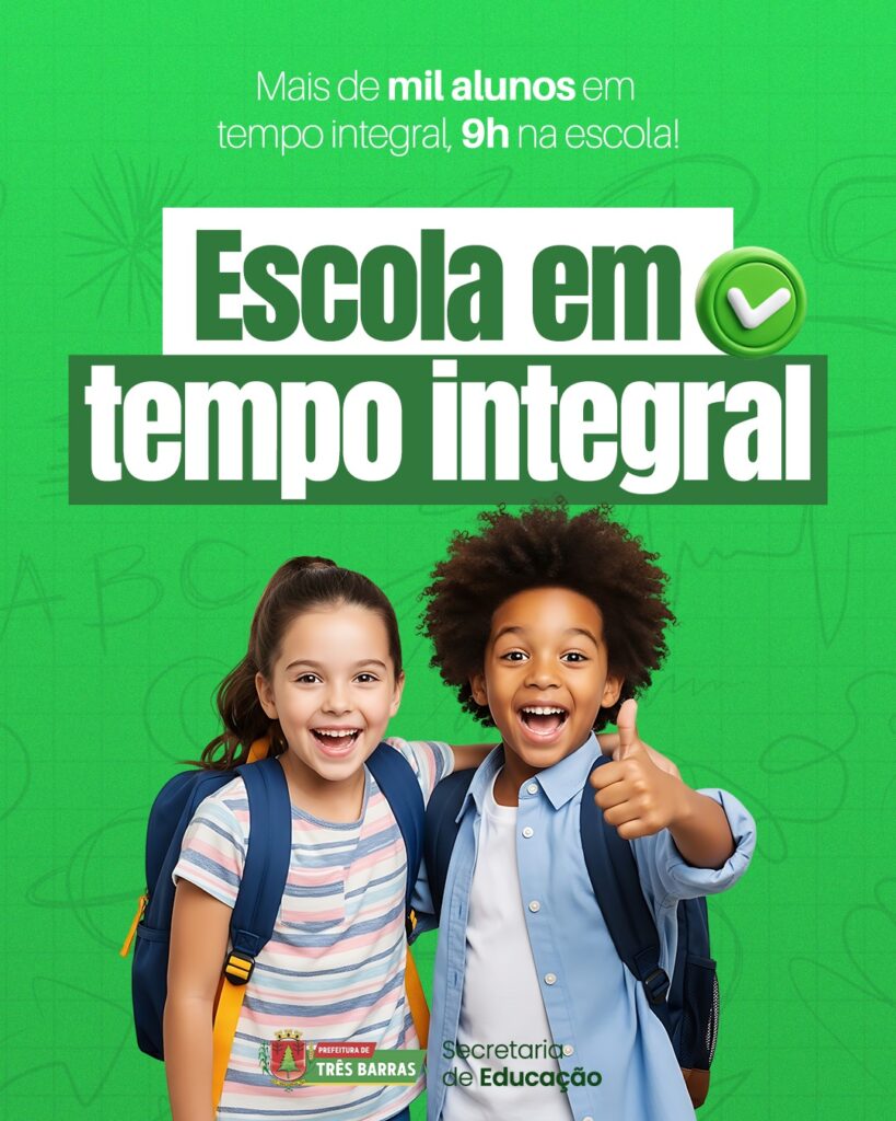 Investimento no futuro: Três Barras fortalece o ensino com ampliação da jornada escolar