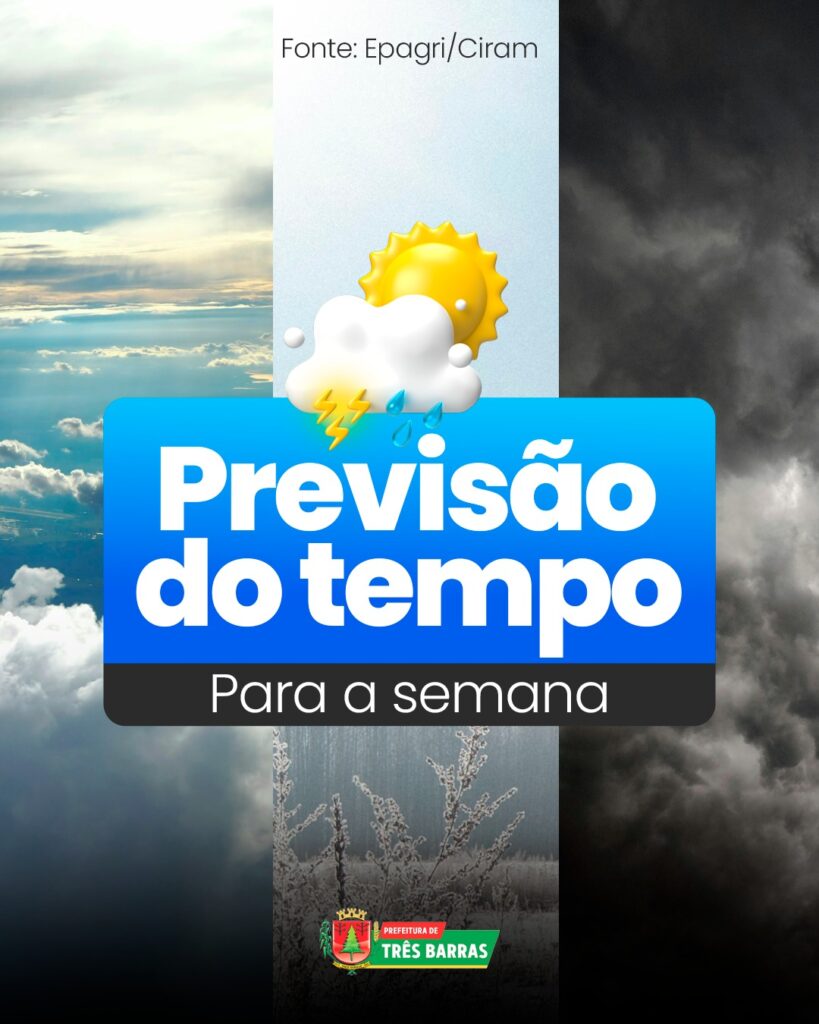 Previsão do Tempo: Semana começa fria e chuvosa, mas sol volta a aparecer em Três Barras