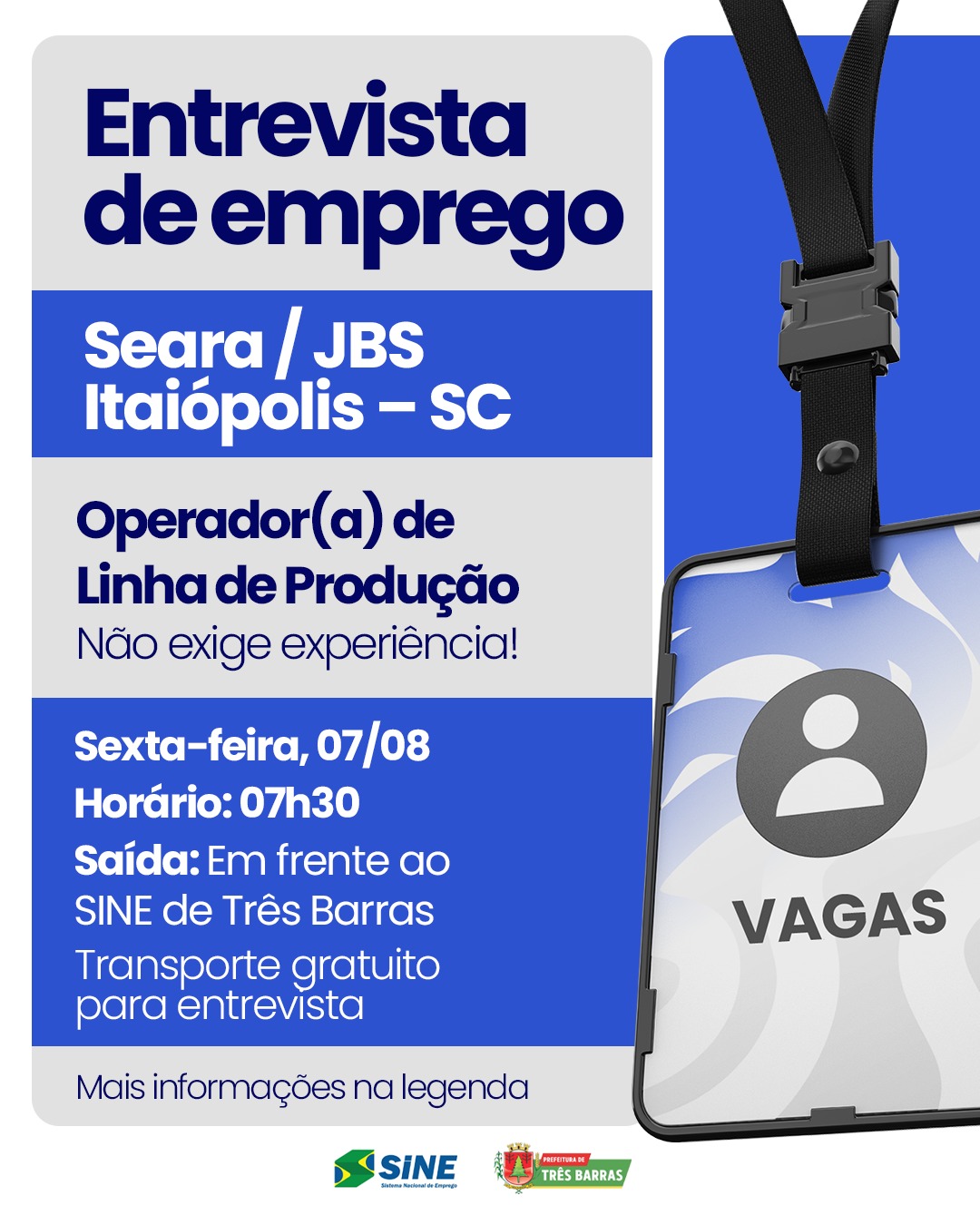 Seara/JBS de Itaiópolis realiza entrevistas de emprego nesta próxima sexta-feira, 07 de agosto