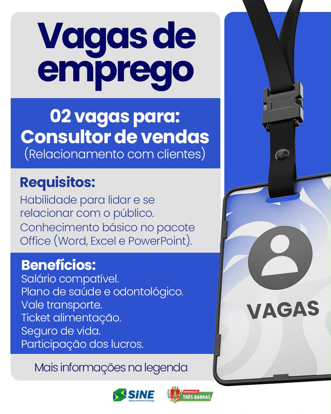 Oportunidade: Posto do SINE de Três Barras dispõe de Vagas de Emprego