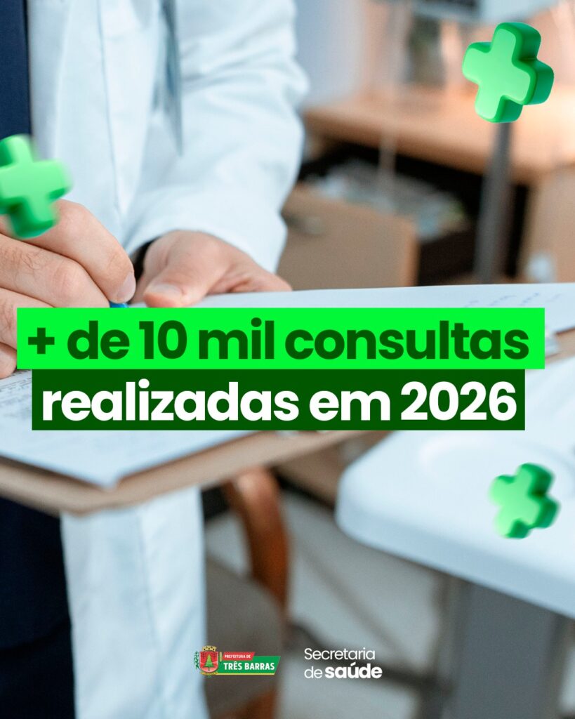 Três Barras ultrapassa a marca de 10 mil consultas realizadas em 2026; além de viabilizar milhares de exames especializados Três Barras ultrapassa a marca de 10 mil consultas realizadas em 2026; além de viabilizar milhares de exames especializados