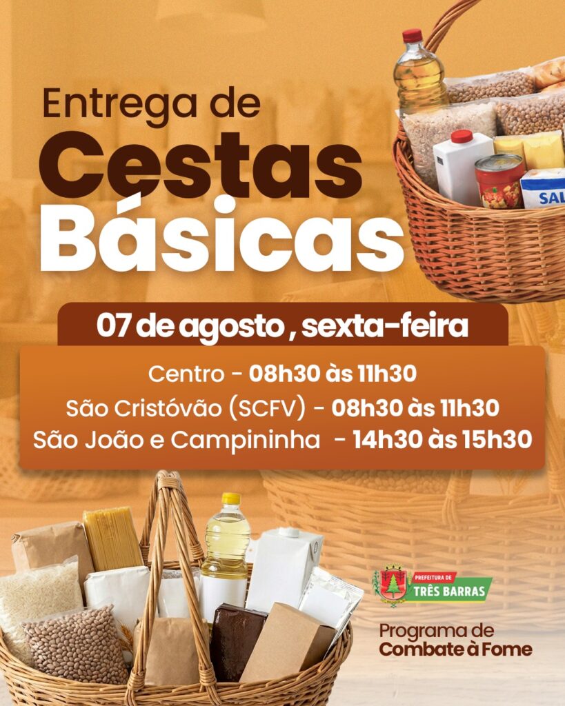 Cestas básicas do Programa de Combate à Fome serão entregues nesta sexta-feira, 08