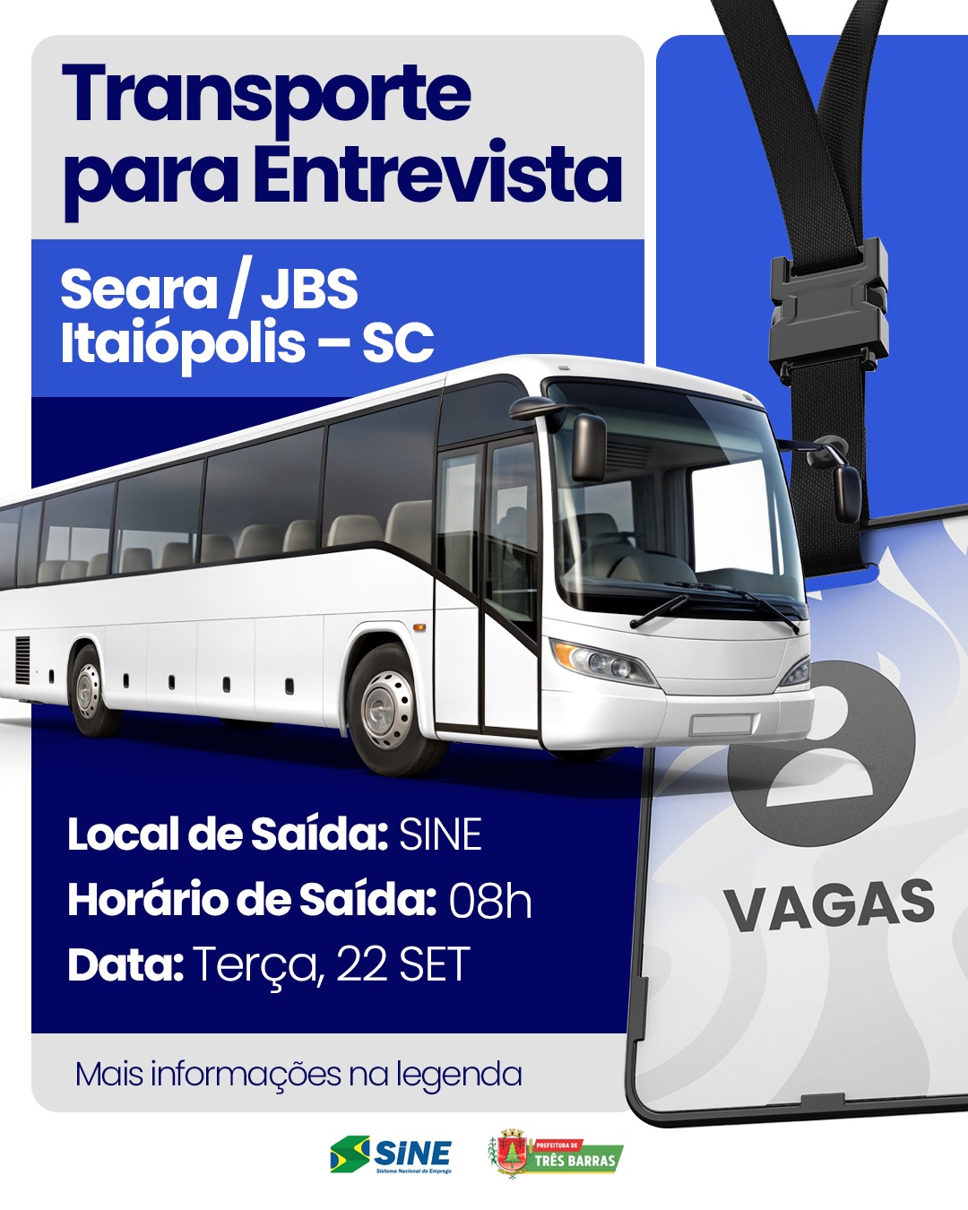 Transporte gratuito garante deslocamento de trabalhadores para entrevistas na Seara/JBS em Itaiópolis