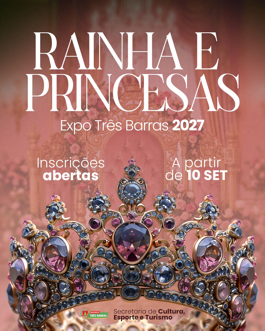 A tradição vai subir ao palco: estão abertas as inscrições para a Realeza da Expo Três Barras 2027 A tradição vai subir ao palco: estão abertas as inscrições para a Realeza da Expo Três Barras 2027
