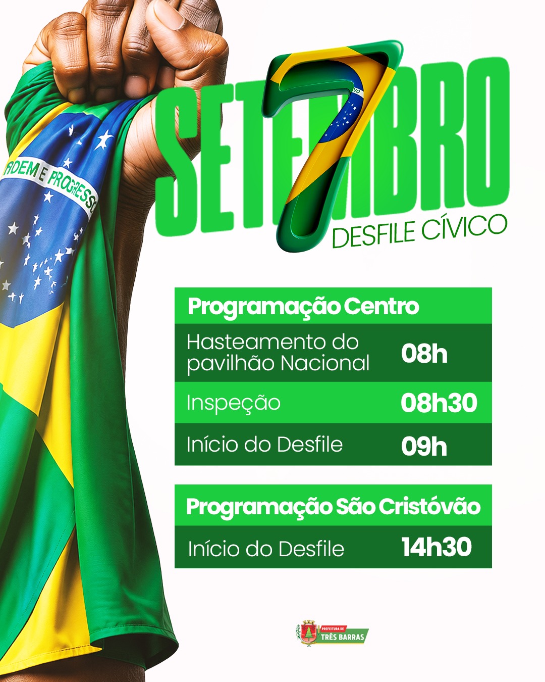 Três Barras celebra a Independência do Brasil com Desfile Cívico no dia 7 de setembro Três Barras celebra a Independência do Brasil com Desfile Cívico no dia 7 de setembro