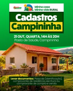 Habitação realiza cadastramento para o Programa Minha Casa Minha Vida Rural na Localidade da Campininha