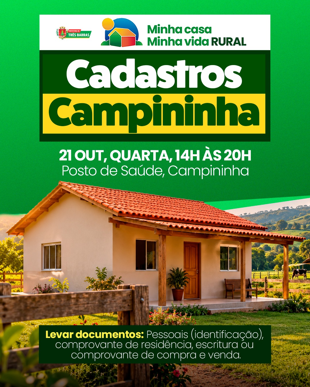 Habitação realiza cadastramento para o Programa Minha Casa Minha Vida Rural na Localidade da Campininha Habitação realiza cadastramento para o Programa Minha Casa Minha Vida Rural na Localidade da Campininha
