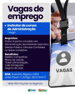 Posto do SINE de Três Barras dispõe de Vaga de Emprego