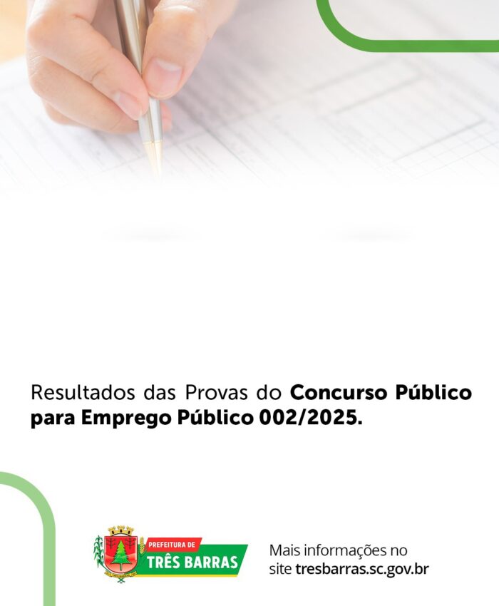 Três Barras divulga resultados das provas do Concurso Público para Emprego Público (002/2025)