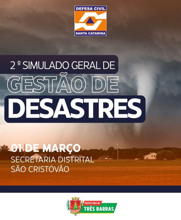 Três Barras participa de Simulado Geral de Gestão de Desastres neste domingo (1°)