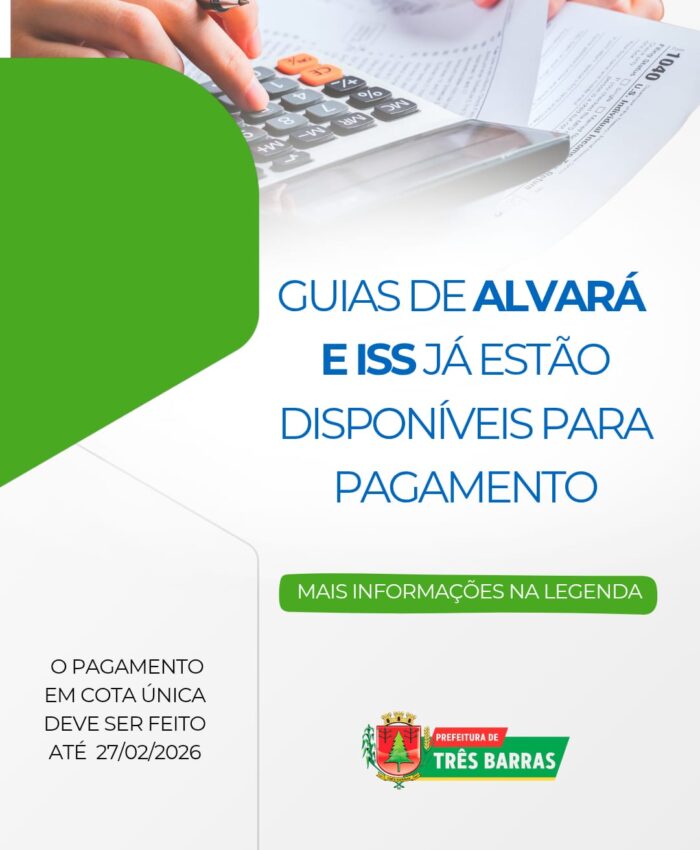 Três Barras: Guias para pagamento de taxas de Alvará de Licença já estão disponíveis