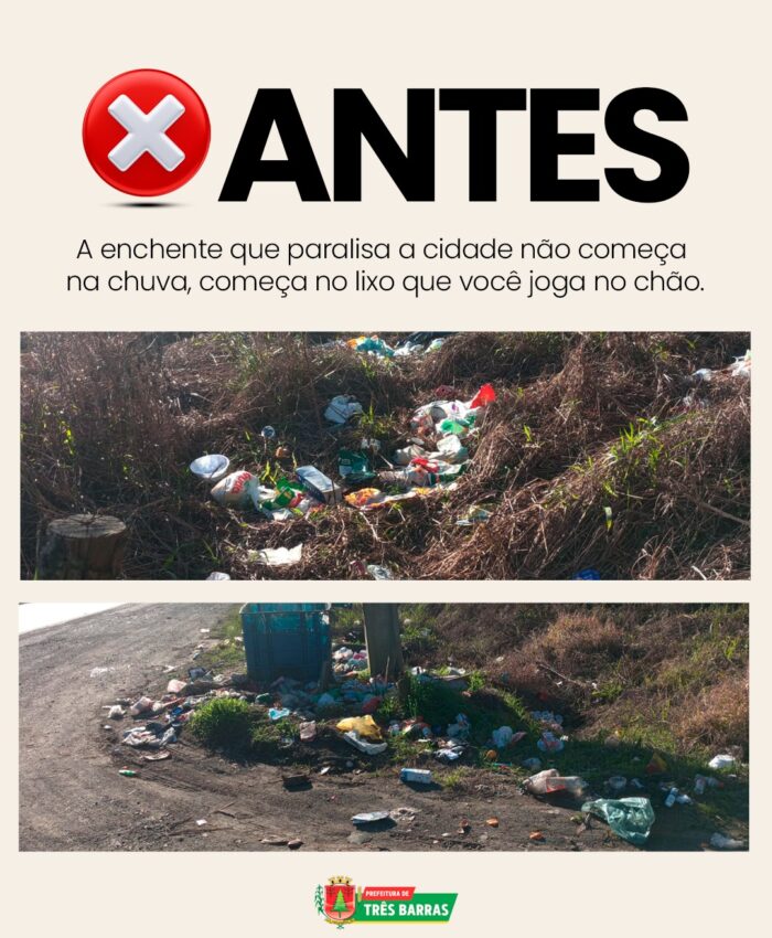 O exemplo começa com você: Não jogue lixo no chão!