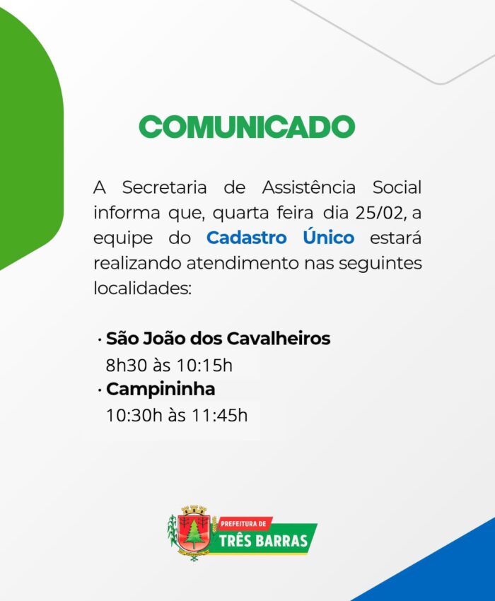 ​Secretaria de Assistência Social promove mutirão do Cadastro Único nesta quarta-feira (25)