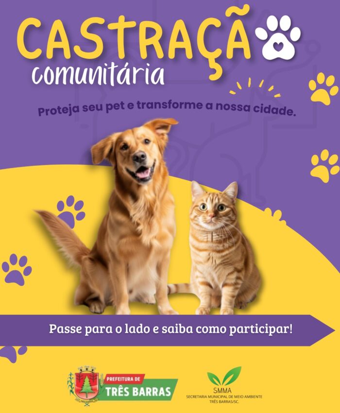 Três Barras abre inscrições para castrações gratuitas de cães e gatos