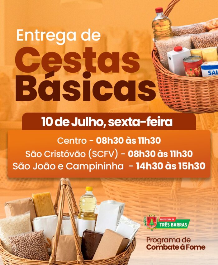 Prefeitura de Três Barras realiza nova entrega de cestas básicas do Programa de Combate à Fome