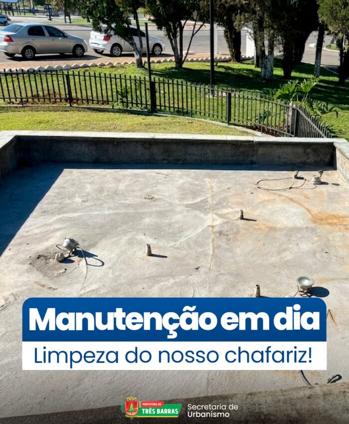 Secretaria de Urbanismo realiza manutenção preventiva no chafariz de Três Barras