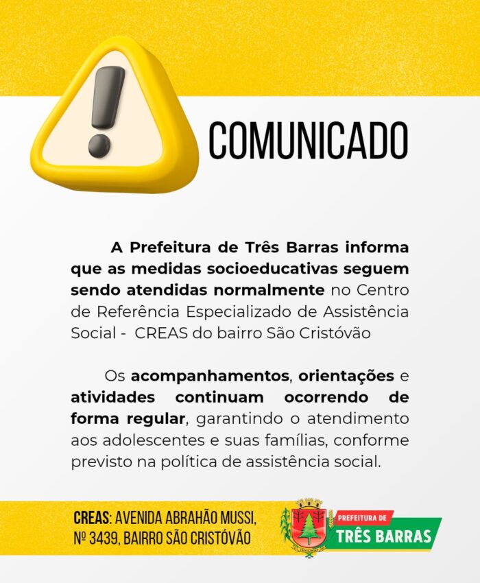Medidas socioeducativas continuam sendo realizadas em Três Barras
