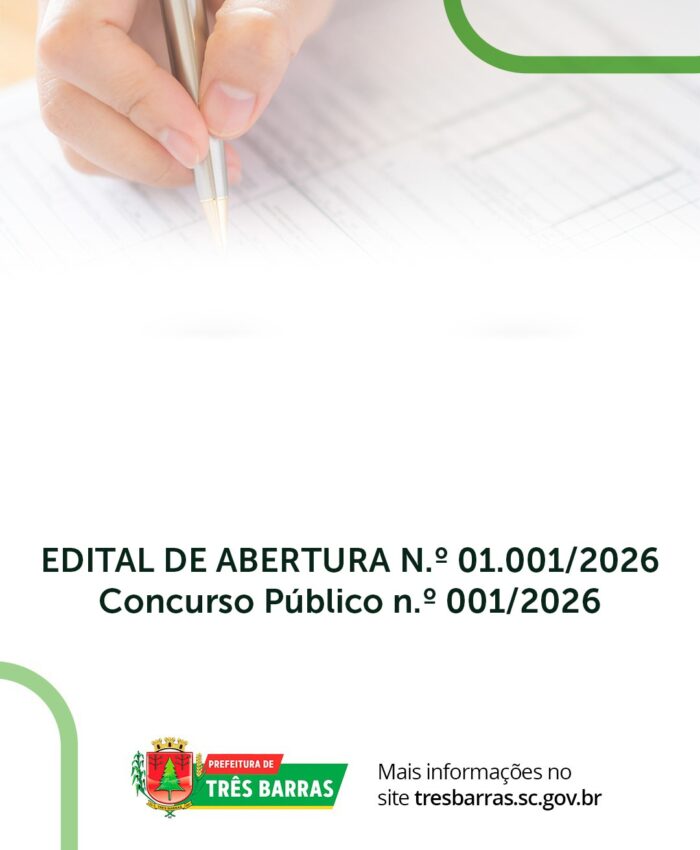 Três Barras divulga Edital de Abertura de Concurso Público