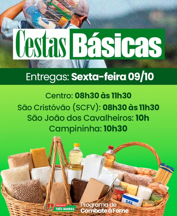Três Barras: Cestas básicas do Programa de Combate à Fome serão entregues nesta sexta-feira