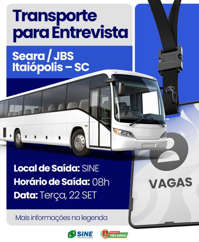 Transporte gratuito garante deslocamento de trabalhadores para entrevistas na Seara/JBS em Itaiópolis