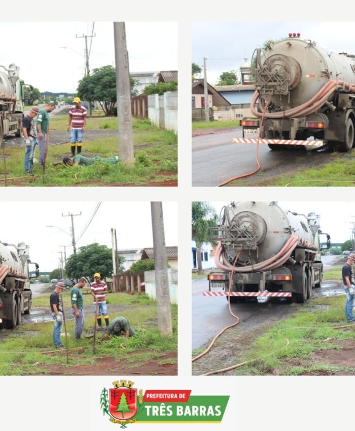 PREFEITURA DE TRÊS BARRAS EFETUA HIDROJATEAMENTO E SUBSTITUIÇÃO DE TUBULAÇÕES EM RUAS ATINGIDAS PELAS ENCHENTES DO ANO PASSADO