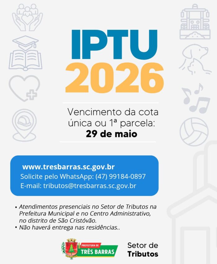 Prazo para o vencimento da cota única ou da primeira parcela termina em 29 de maio