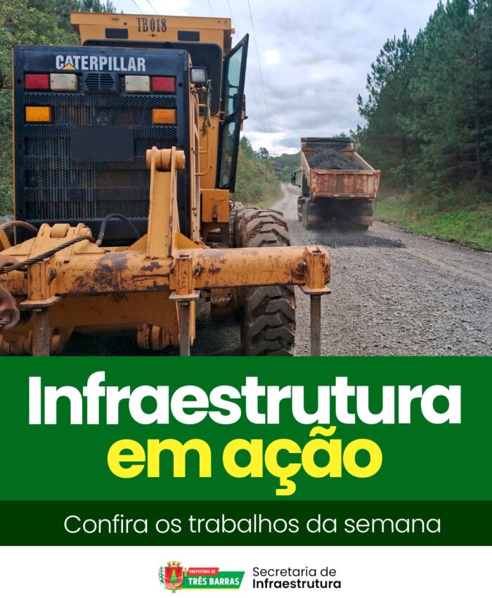 Infraestrutura de Três Barras realiza ações de melhorias na malha viária urbana e rural