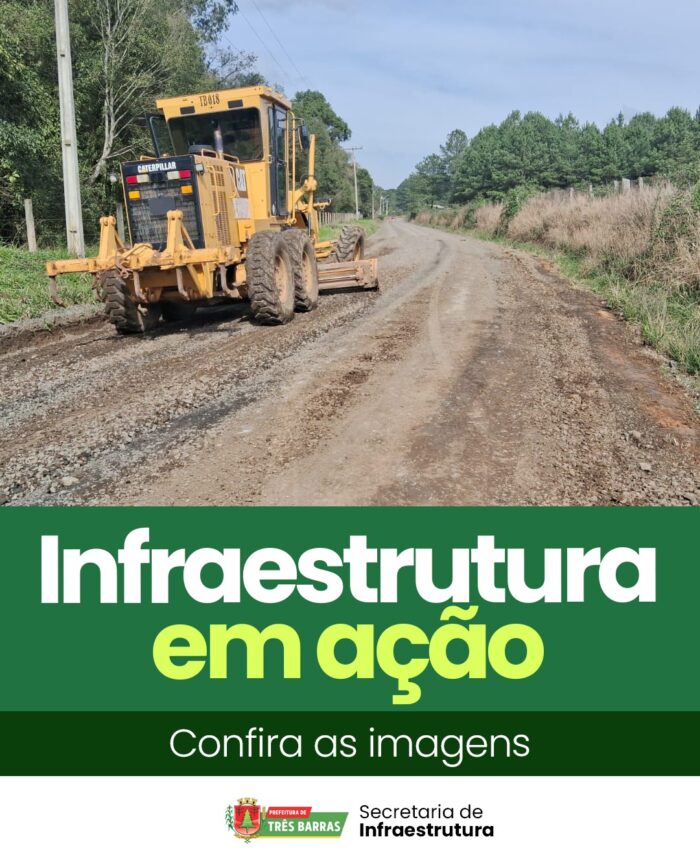 Três Barras: Estradas do interior de cara nova; Infraestrutura realiza ações de melhorias