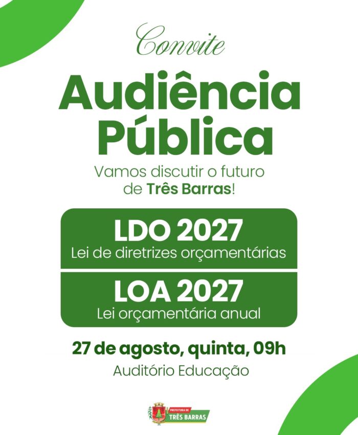 Três Barras realiza Audiência Pública para discutir a LDO e LOA