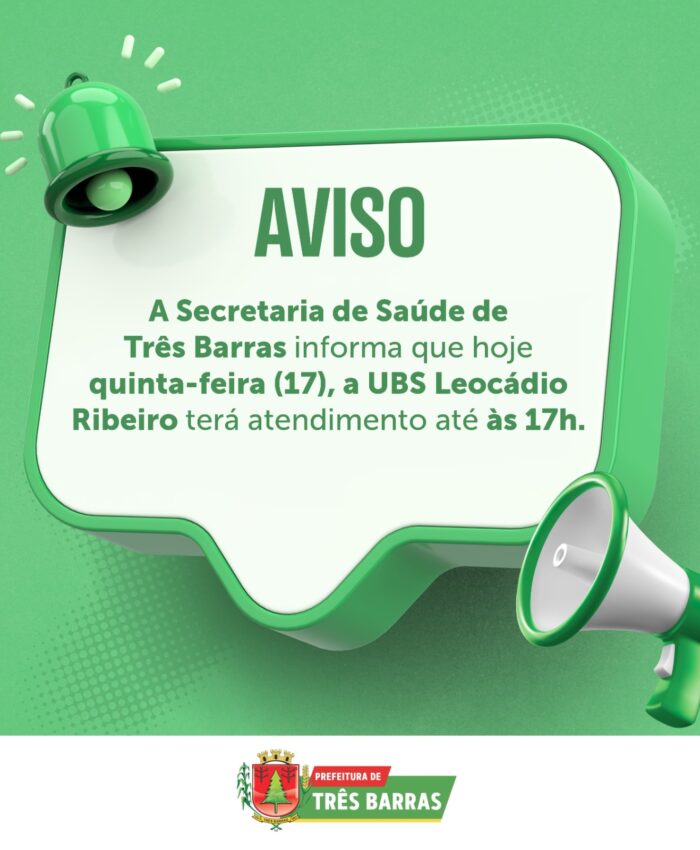 UBS Leocádio Ribeiro não terá plantão médico nesta quinta-feira, 17 de julho
