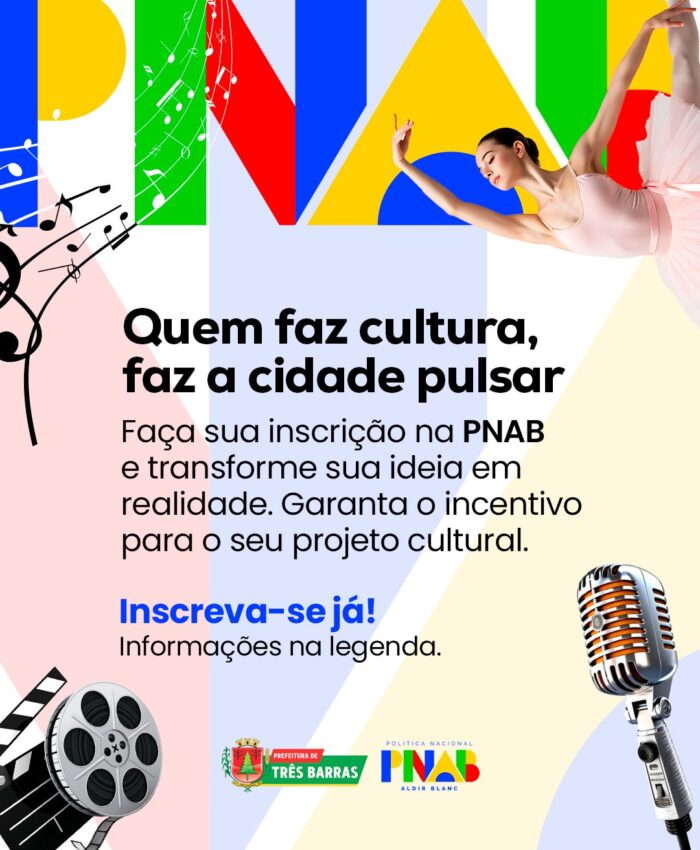 Já inscreveu o seu Projeto na PNAB de Três Barras? Inscrições seguem até o dia 08 de Julho
