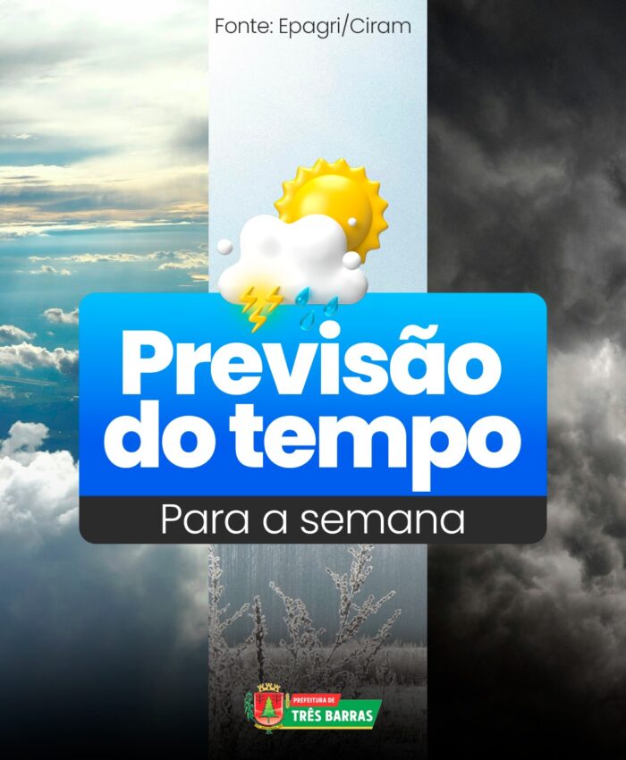 Chuvas expressivas abrem a semana em Três Barras, mas sol dá as caras na quarta-feira