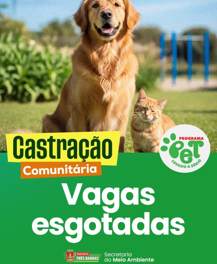 Pet Levado a Sério: Vagas para as Castrações Comunitárias em Três Barras já foram esgotadas