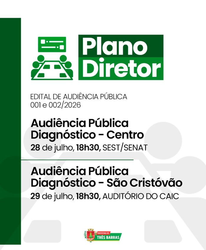 O futuro de Três Barras passa pelas suas mãos: Três Barras realiza nova etapa para discutir o Plano Diretor