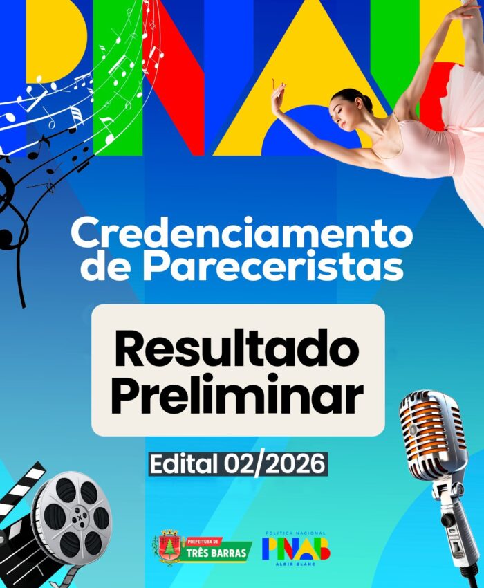 Prefeitura de Três Barras divulga Resultado Preliminar dos Pareceristas da PNAB