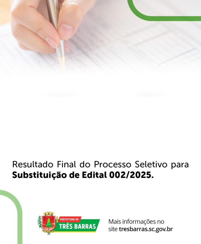 Três Barras divulga resultados finais do Concurso para Emprego Público e Processo Seletivo para Substituição
