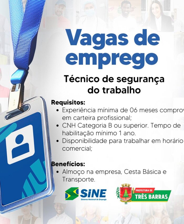 Posto do SINE de Três Barras dispõe de Vagas de Emprego