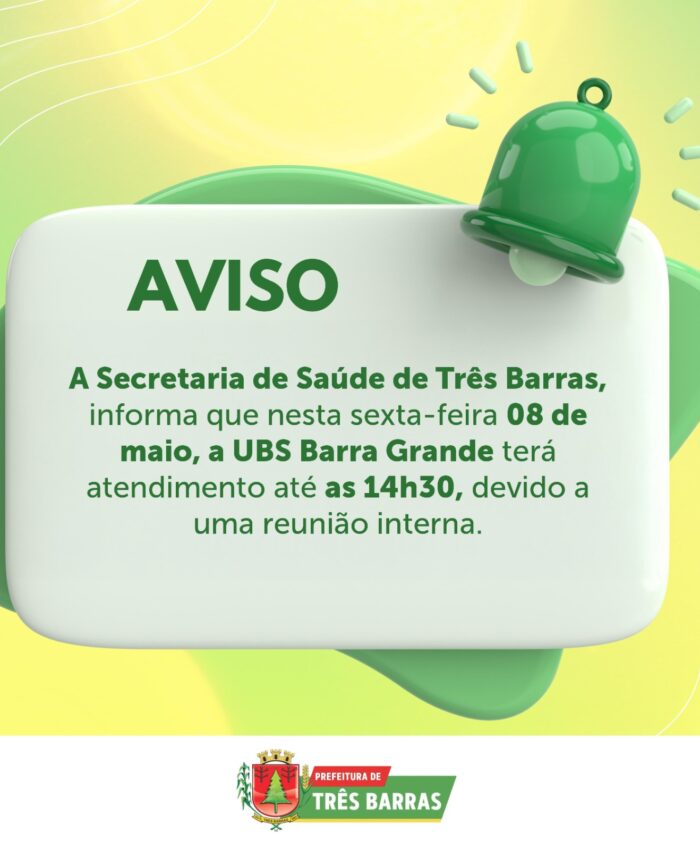 UBS Barra Grande terá funcionamento diferenciado nesta sexta-feira (08)