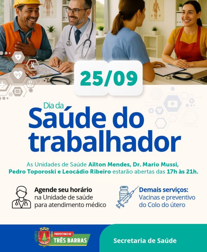 Saúde do Trabalhador: UBS com horário estendido em Três Barras