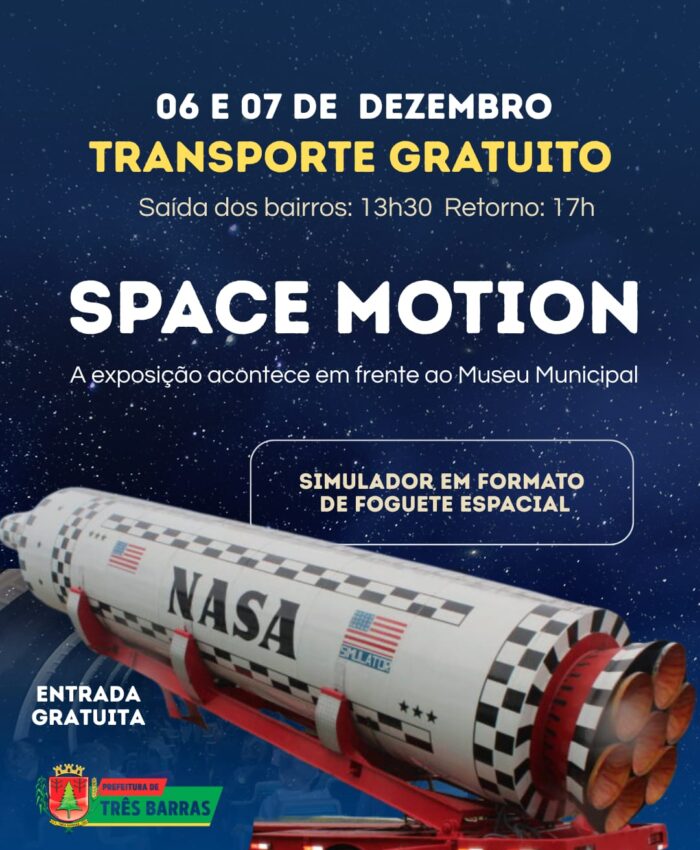 Prefeitura de Três Barras divulga transporte gratuito para visitação do Space Motion