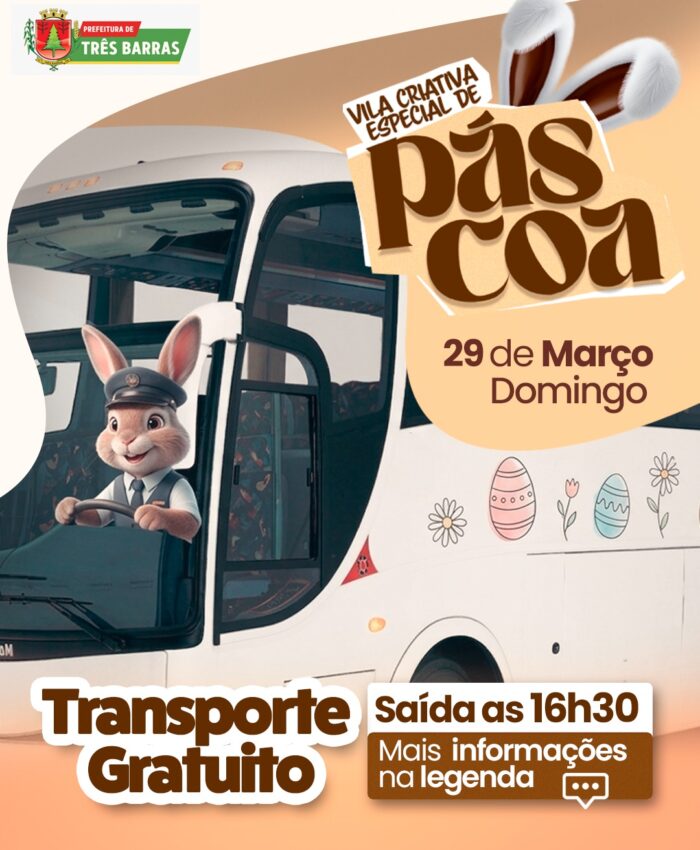 Transporte gratuito garante acesso à Vila Criativa de Páscoa neste domingo