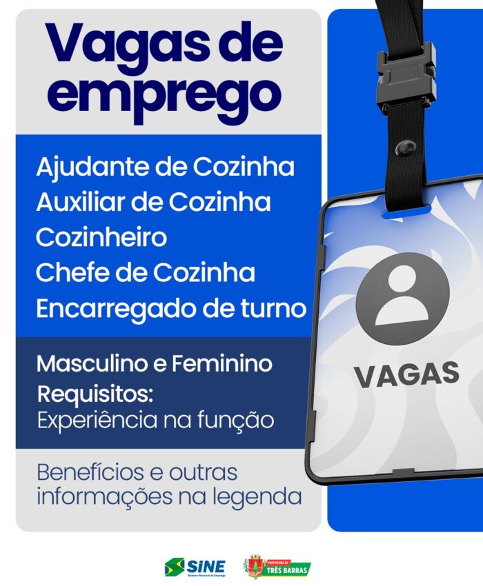 Oportunidade: SINE de Três Barras dispõe de Vagas de Emprego