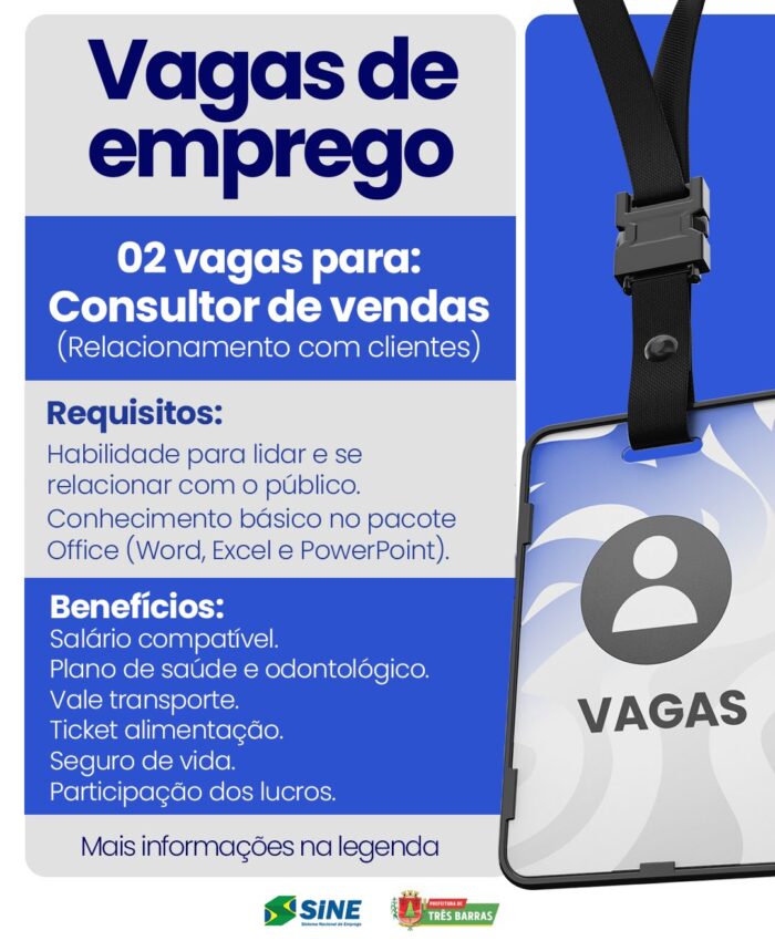 Oportunidade: Posto do SINE de Três Barras dispõe de Vagas de Emprego