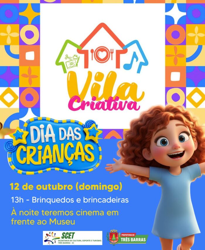 Vila Criativa e Cinema na Praça marcarão o próximo fim de semana, em Três Barras