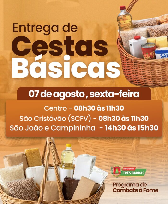 Cestas básicas do Programa de Combate à Fome serão entregues nesta sexta-feira, 08