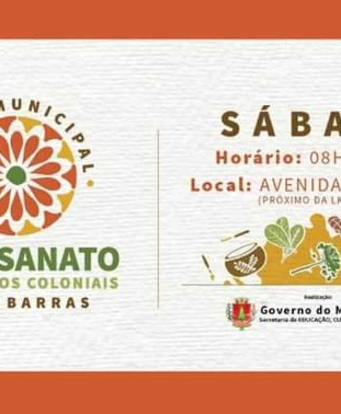 NESTE SÁBADO, DIA 1º DE JUNHO, TEM NOVA EDIÇÃO DA FEIRA MUNICIPAL DE ARTESANATO E PRODUTOS COLONIAIS