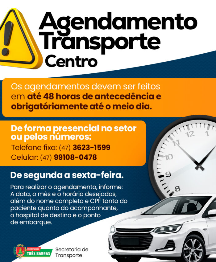 Atenção, moradores de Três Barras! Fique por dentro das regras para o Agendamento de Transporte da Saúde